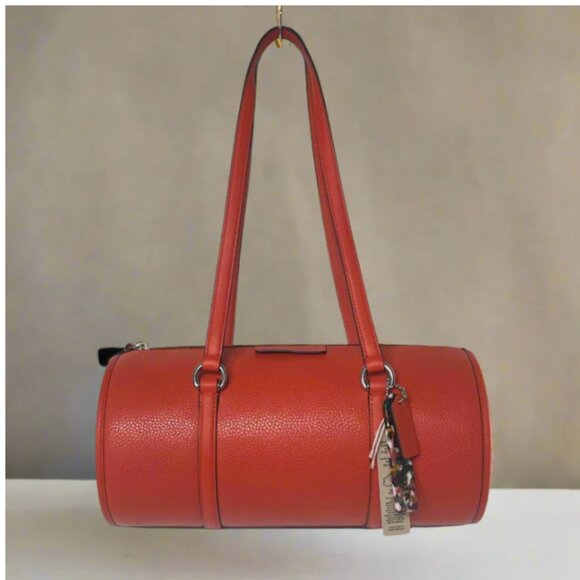 Coachtopia Handbags - Coach Barrel Shoulder Bag Coachtopia Leather CT382 Medium Top Zip Sun Orange